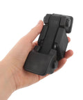 Hand holding Heavy Duty Black Abs Hood Latch Lock Catch With Secure Bumper Retainer Clips For Cars And Tool Cabinets Ensures Tight Closure And Easy Install Every Time