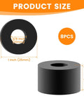 Set Of Eight Built Tough Black Rubber Spacers And Heavy Duty Backing Washers One Inch Outside Diameter With Three Eighths Inner Bore Thick Gasket Rings for detailed size illustration.