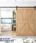 10Ft Barn Door Hardware Kit For 60 Inch Wide Doors With I Shape Hangers in modern living room setting