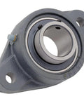 Two Pack 2-Bolt Flange-Mount Ball Bearing Unit With Cast Iron Housing, Insert Bearing, 1-3/4 Inch Bore, Set Screw Locking