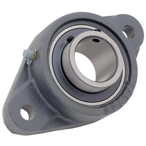 Two Pack 2-Bolt Flange-Mount Ball Bearing Unit With Cast Iron Housing, Insert Bearing, 1-3/4 Inch Bore, Set Screw Locking