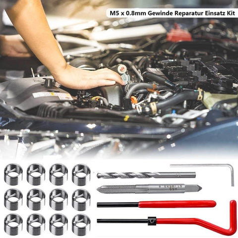M5 X 0.8 Thread Repair Kit With 25 Stainless Steel Inserts And Full Tool Set For Auto Repair Pro Grade Lug Breaker Installation