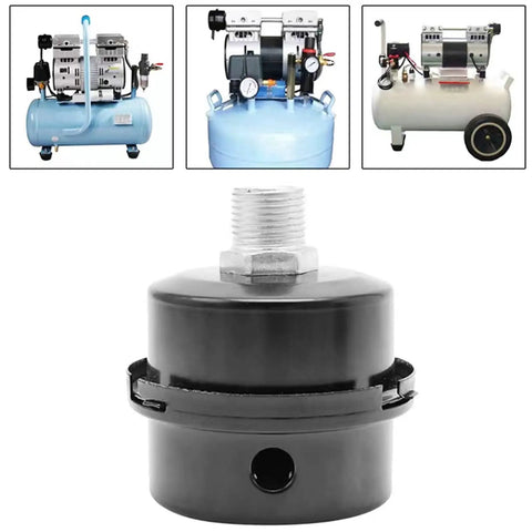 Air Compressor Silencer Filter Metal 20mm Thread One Half Inch NPT Inlet Fits Most Brands Replacement Metal Housing