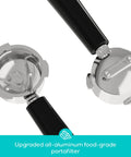 Aluminum portafilter for PFAS Free Espresso Machine With Steam Wand And 20 Bar Pressure, no plastics inside, barista ready.