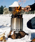 Two Pot Stainless Steel Camp Stove Set With Three Liter And One And A Half Liter Pots, Vent Holes And Silicone Coated Tabs For Easy Release