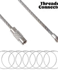 Close-up of 20 Pack Stainless Steel Wire Keychain Cables 11.8 Inch With 2mm Twist Barrel Screw Lock Rings Durable Key Ring Holders