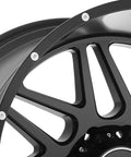 Close-up of H108 Sprocket 22X12 Road Beast Rim Delivers 8X170 Bolt Lugs And -44 Offset in matte black finish.