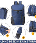 Ultralight Foldable Backpack For Hiking And Cycling Portable Travel Rucksack With Wide Main Compartment Multiple Pockets Water Resistant Nylon Bag For Outdoor Adventure Black, showcasing foldable design steps.