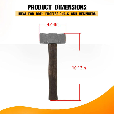 Heavy Duty 2.2lb Forge Hammer For Farriers And Knife Makers with 4.04in head and 10.12in handle, handmade for forging blades