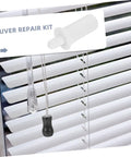 80-Piece Spring Loaded Pins DIY Window Blind Repair Kit With Essential Shutter Hardware for Quick Self Fixes, visible on blinds