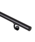 7FT Modern Aluminum Wall Mount Handrail Matte Black showing end detail and sturdy zinc bracket for indoor outdoor use.