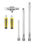 Go-To T Handle Ratchet Wrench And Quick Release Socket Kit With Built In Magnet And Comfort Grip For Auto Repair complete set of chrome tools.