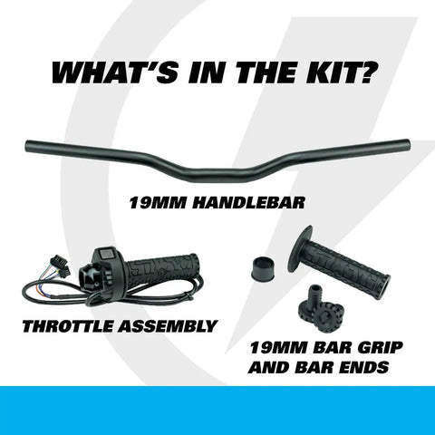 19mm Handlebar Conversion Kit For Mini Bar Upgrade On 12eDRIVE And 16eDRIVE Bikes Includes Throttle, Grips, Bar Plugs