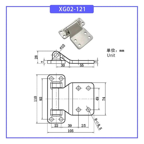 Heavy Duty Adjustable Stainless Steel Door Hinges With Quiet Close For Mechanical And Industrial Equipment T Type Hinge Precision Cast Quality Durable For Smooth Operation And Long Lasting Use, featuring product diagram and dimensions.