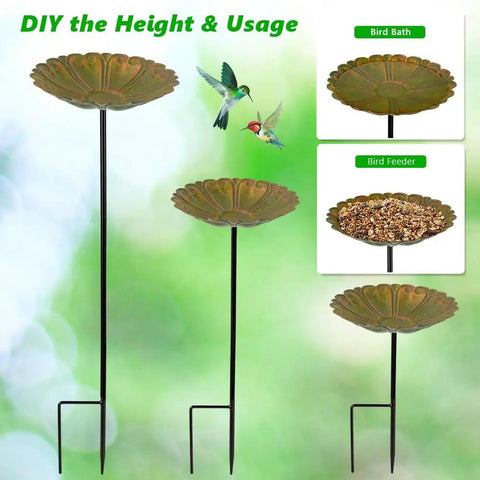 Flower Bird Bath With Metal Stake Set Of Four For Outdoor Gardens A Charming Yard Decor For Bird Lovers Each Bath Measures 7.1 Inches In Diameter And 1.3 Inches Deep With Easy To Install Stakes