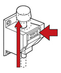 Foot Operated White Sliding Patio Door Lock Secondary Security Lock And Ventilation For Most Vinyl Panels Easy Home Installation And Peace Of Mind For Quick No Fuss Setup, with push to release button visible.