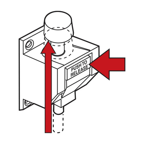 Foot Operated White Sliding Patio Door Lock Secondary Security Lock And Ventilation For Most Vinyl Panels Easy Home Installation And Peace Of Mind For Quick No Fuss Setup, with push to release button visible.