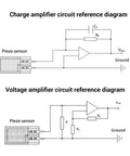 Charge and voltage amplifier circuit diagrams for Ultra Sensitive Piezoelectric Film Sensor For Flexible Polymer Film, Micro Force Pressure Transducer.