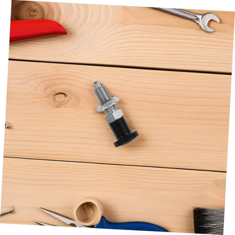 Heavy Duty Stainless Steel Spring Loaded Plunger Knob With Reset Indexing Mechanism For Industrial Machinery on wooden workbench.