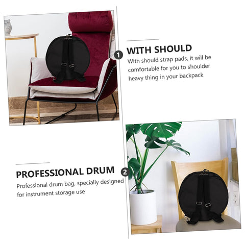 Heavy Duty Adjustable Drum Backpack With Massive Capacity Oxford Fabric Waterproof Gig Bag for instrument storage with shoulder straps.
