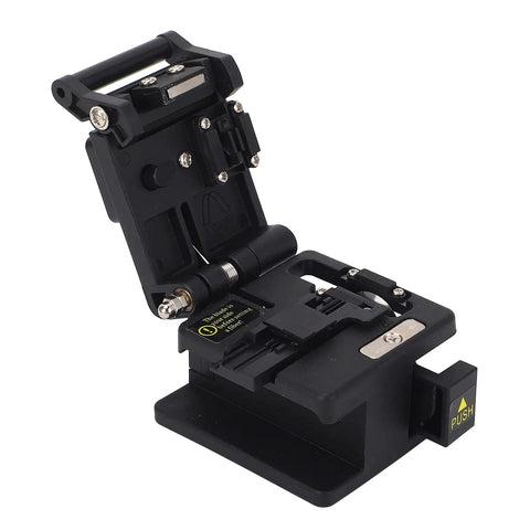 Fiber Optic Cleaver With Auto Return 0.5 Degree Cleave Angle 16 Precision Cutting Points 3 In 1 Splicing Tool shown open