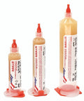 Three syringes of No Clean Tacky Flux For Hand Soldering Tin Lead ROL0, 10g Syringe Kit with clear residue, rosin-based flux.