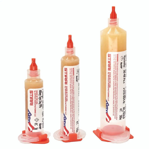 Three syringes of No Clean Tacky Flux For Hand Soldering Tin Lead ROL0, 10g Syringe Kit with clear residue, rosin-based flux.