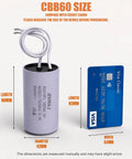 90mm By 42mm Heavy Duty Go To Motor Run Capacitor 40uF Plus Minus 5 Percent For 110 125 250VAC 50 60Hz Built To Last For Air Compressors Pumps Washing Machines And More CBB60 Type next to credit card for size comparison