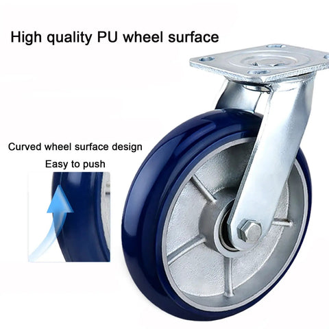 Heavy Duty Swivel Caster Wheels With Brakes For Furniture And Workbenches, Quiet Polyurethane Castors With 360 Degree Top Plate