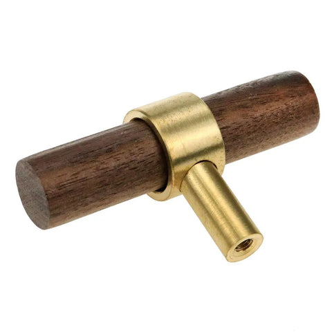 Heavy Duty Drop In Cabinet Handles 2 36 Inch Retro Style Furniture Pulls With Solid Brass And Smooth Walnut Insert close-up view
