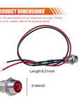 Dimensions of Red LED Indicator Light 4 Pack 12V Waterproof Metal Car Signal Lamp With Wire 8mm Dash Pilot Bulbs for vehicles