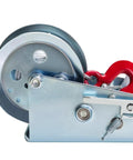 Heavy Duty 600-3000lbs Electric Towing Winch With Rust Resistant Steel Cable And Self Locking Mechanism For Marine Trailers close-up of pulley and hook.