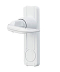 In Swing Storm Door Handle Set For 7/8 To 1 3/8 Inch Thick Doors No Key Lock White Finish front view on white background