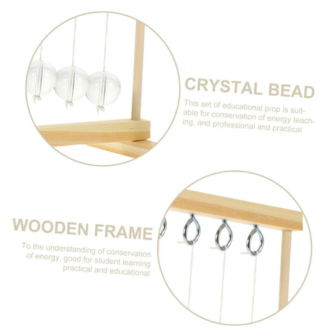 Conservation Of Energy Model Kit with crystal beads and wooden frame showcasing pendulum science for students.