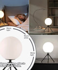 Modern Black Globe Table Lamp With Opal Glass Ball On A Metal Tripod Base Mid Century Inspired Bedside Lamp Lighting