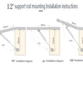 Installation guide for 12 Inch Gas Strut 30N Lift Support For Cabinet Doors with diagrams at 80, 90, and 100 degrees.