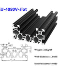 Rock Solid 4080 V Slot Aluminum Extrusion Profile Matte Black Oxidized 500mm Bar showing dimensions and structure for 3D printers.