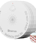 No Sweat Photoelectric Smoke Detector, Battery Powered Fire Alarm For Home Safety, UL Certified Compact Build in white with test button.
