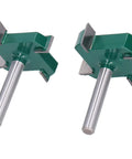 Cool Four Piece T Slot Router Bit Set With 1/4 Inch Shank, featuring two t-slot cutters for precise woodworking.