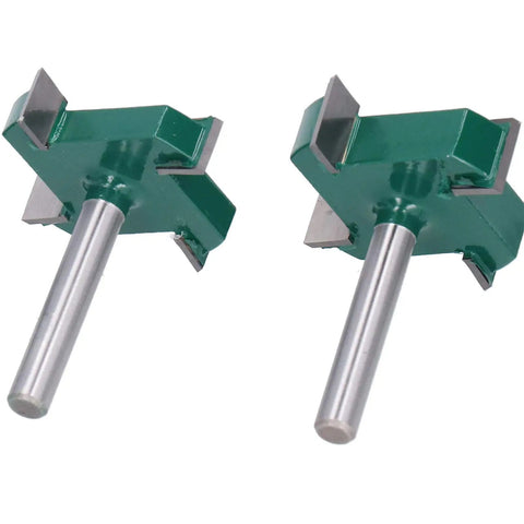 Cool Four Piece T Slot Router Bit Set With 1/4 Inch Shank, featuring two t-slot cutters for precise woodworking.