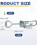 Four Pack Heavy Duty Toggle Latch Clamps Carbon Steel Quick Release Hasps With Lock Holes For Smoker Cabinets, Lids, Jigs, Trunks, Tool Boxes And More, Adjustable Mounting, Durable Construction, 135mm size