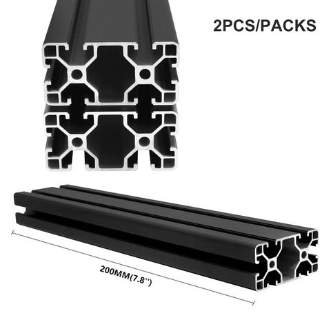 2 Pack 4080 T Slot Aluminum Extrusion 200mm Black 40x80 Profile Heavy Duty for T Slotted Framing European Standard