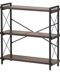 Three Tier Vintage Industrial Metal Open Storage Bookcase Dope Freestanding Rustic Display Shelving Unit with metal frame