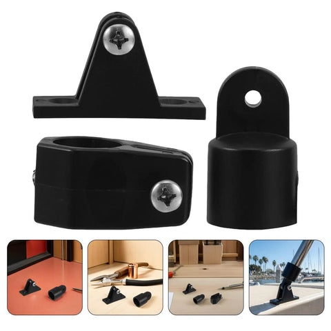 Heavy Duty Boat Bimini Top Hardware Kit With Adjustable Plastic Eye End Caps And Jaw Slide Deck Hinge For 22mm Tubes Fast Install Repair Gear For Any Water Adventure, black plastic marine hardware set