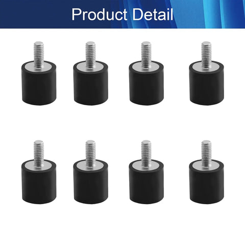 Eight Piece M4 Rubber Vibration Isolator Set With 13x13mm Stud Mounts, Heavy Duty Anti Vibration Dampers For Mini Split Heat Pumps, Diesel Engines, Harvesters, Water Pumps And Generators, eight black rubber mounts
