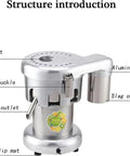 Heavy Duty Commercial Citrus Juicer Machine 370W Electric High Speed Extractor 2800 RPM with aluminum shell and juice outlet.