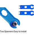 Blue spanners for installing Heavy Duty 100 Ft Solar Extension Cable Set With Black And Red 10 AWG Wire And Six Pairs Solar Connectors.
