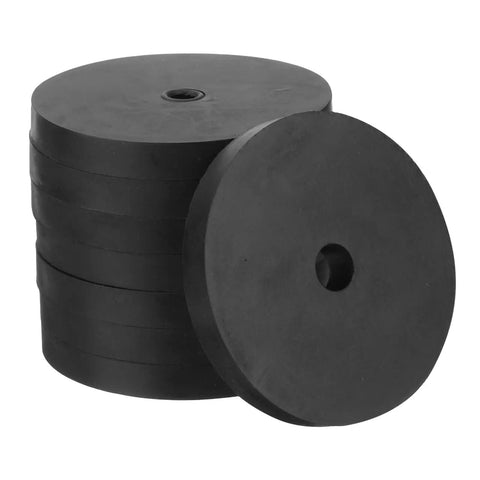 Stack of 8 black Vibration Isolation Rubber Feet Pads 3 Inch Outer Diameter, 12mm Inner Hole, 10mm Thick, Anti Vibration Damping Feet
