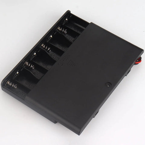 Duo Pack 8 Aa Battery Holder With 12V Dc Output And Toggle Switches Includes Lead Wires For Plug And Play Electronics, compact black design.