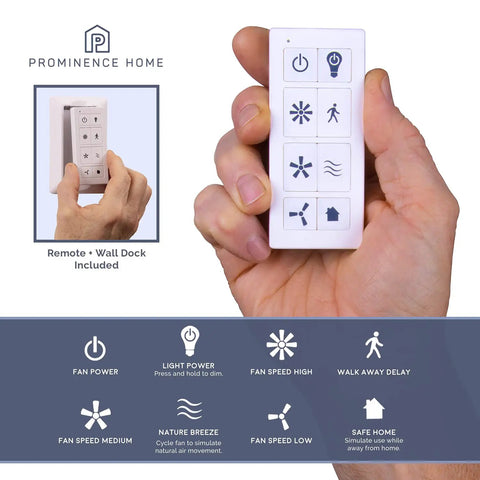 Hand holding Smart Ceiling Fan Remote With Wi Fi Enabled Connectivity Works With Alexa And Google Assistant, close-up.